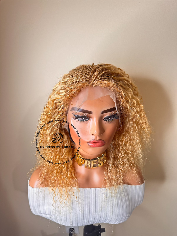 Human Hair Wet & Wavy Micro Virgin Braided Wig With Full 4B/4C Curly Baby Hair - Indiana 7