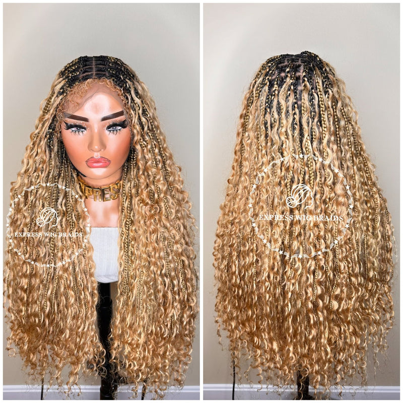 Bohemian Human Hair Knotless Braid With 4C Curly Edges-Cerina 2 - Express Wig Braids