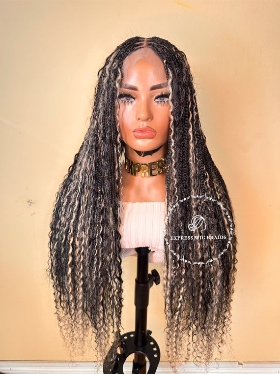 Bohemian Human Hair Knotless Braids - Ash Gray Salt and Pepper - Express Wig Braids