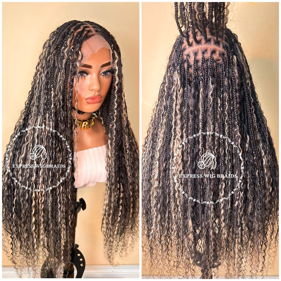 Bohemian Human Hair Knotless Braids - Ash Gray Salt and Pepper - Express Wig Braids