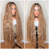 Boho Human Hair Blonde Bohemian Knotless Braids-Tina 2