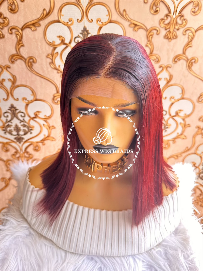 Burgundy Bone Straight-Victoria Human Hair Wig