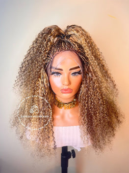 100% Human Hair Kinky Curly Micro Virgin Braid Wig - Miami 2 - Express Wig Braids