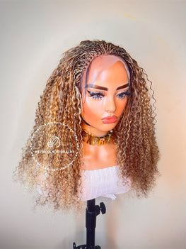100% Human Hair Kinky Curly Micro Virgin Braid Wig - Miami 2 - Express Wig Braids