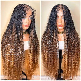 3 Tone Ombre Human Hair Bohemian Knotless Braids-Harley Boho - Express Wig Braids