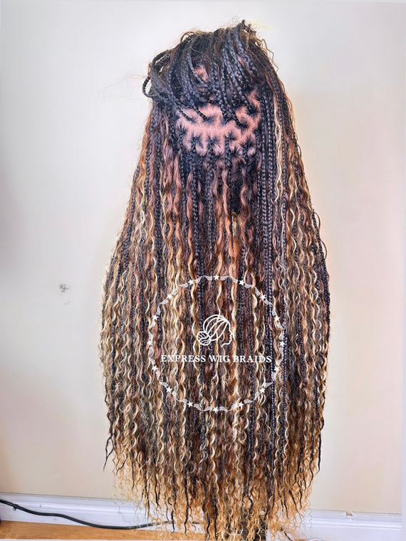 36 Inch Full Lace Front Knotless Box Braided Wigs Half Back Double Lace Wigs With Baby Hair For Women Black Synthetic Cornrow Twist Braids Hair Wigs | SHEIN A