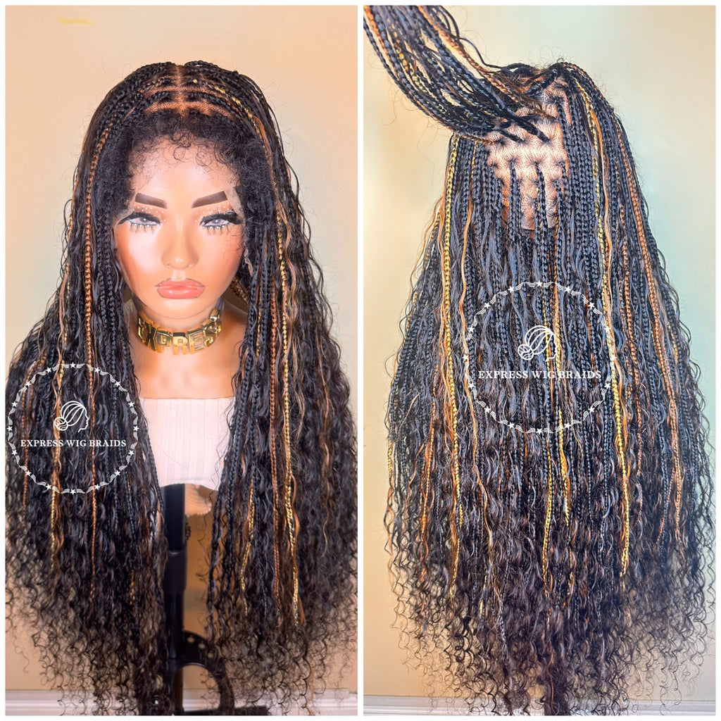 Boho Human Hair 4B/4C Curly Edges HD Bohemian Knotless Braids-Cerina 2 - Express Wig Braids
