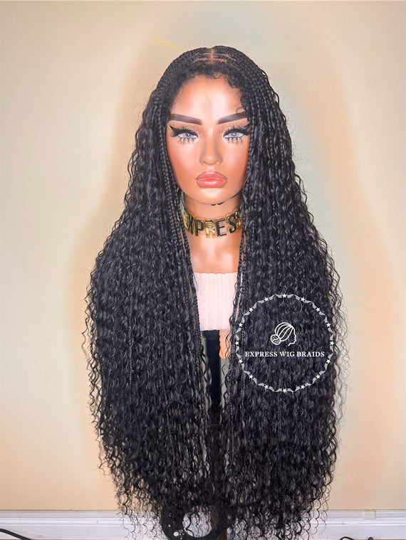 Boho Human Hair 4C Curly Edges HD Bohemian Knotless Braids-Cerina