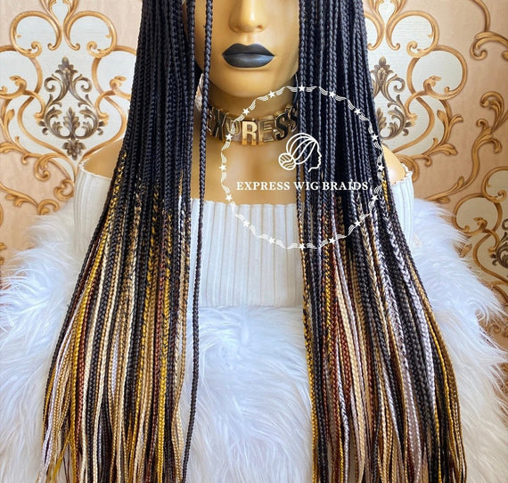 Copy of Color Ombré Black Up + (27/30/613/White/Gold Down)2 - Express Wig Braids