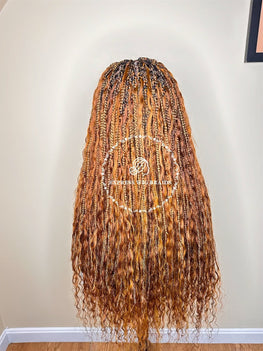HD Lace Human Hair Honey Blonde Bohemian Knotless Braids-Tina 1 - Express Wig Braids