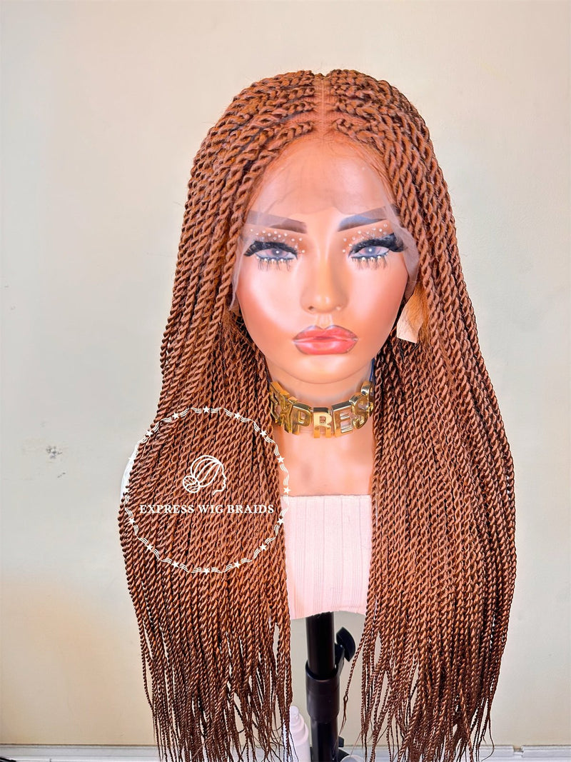 Senegalese Twist Braided Lace Front Wigs #30 Brown Synthetic Wigs