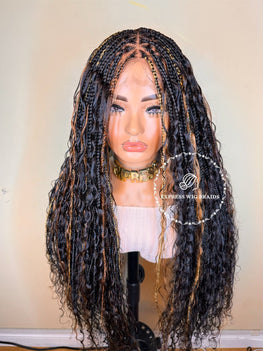 Human Hair Triangle Bohemian Knotless Braids-Sarah 2 - Express Wig Braids