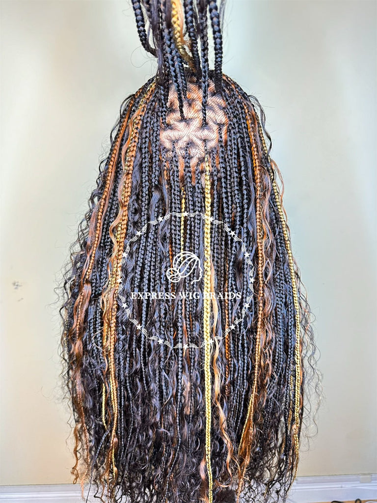 Human Hair Triangle Bohemian Knotless Braids-Sarah 2 - Express Wig Braids