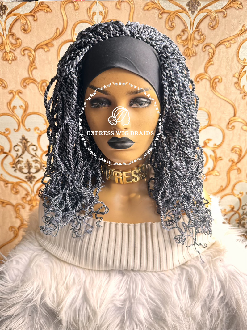 Salt & Pepper Headband Curly Twist Wig