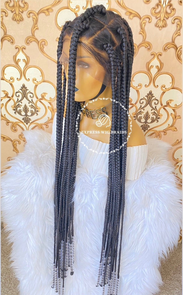 Large Knotless Braids With Beads Chioma - Express Wig Braids