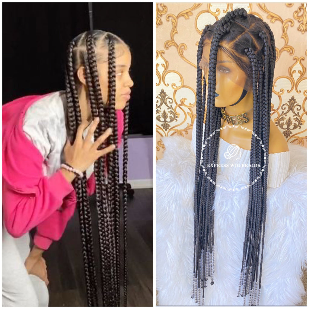 Large Knotless Braids With Beads Chioma - Express Wig Braids
